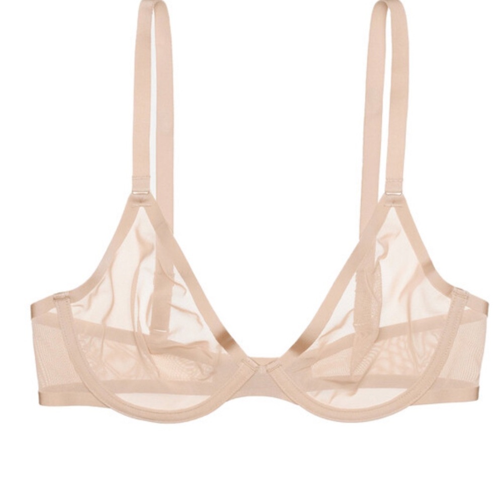 CUUP 34F Sheer Mesh Bra Nude 36E